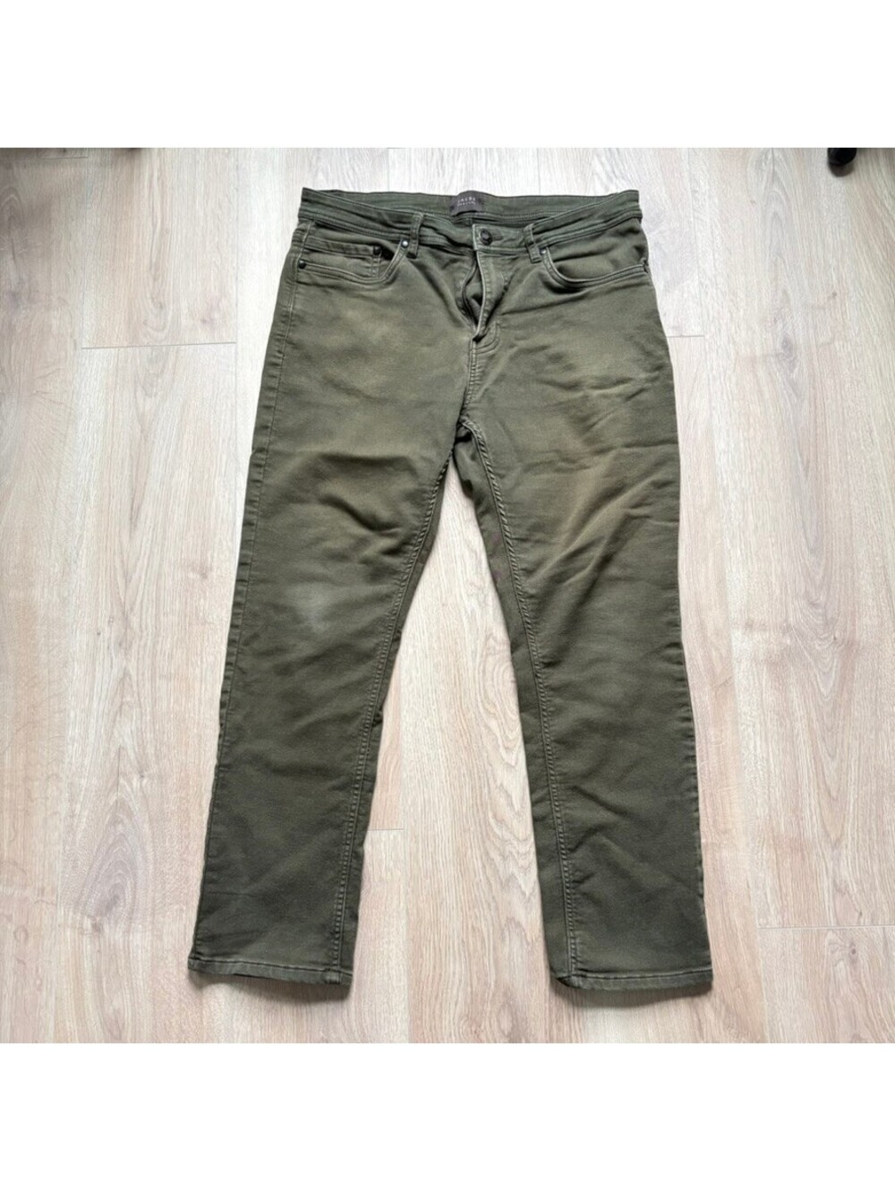 Jachs NY Olive Green Slim Jeans Men's 34x29 Smart Casual Everyday Work Autumn